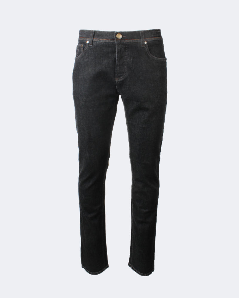 TOKYO Charcoal Black Cotton & Cashmere 5 Pocket Jeans