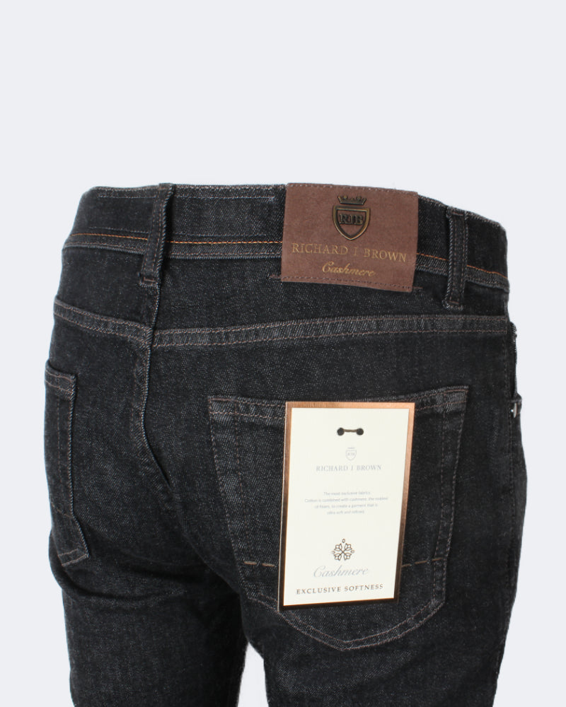 TOKYO Charcoal Black Cotton & Cashmere 5 Pocket Jeans