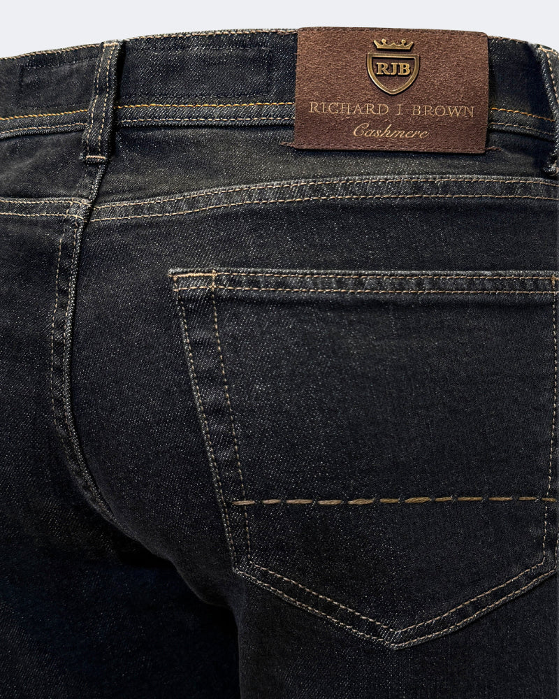 TOKYO Charcoal Black Cotton & Cashmere 5 Pocket Jeans