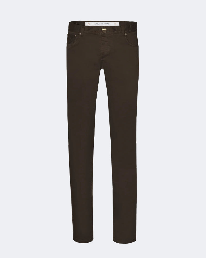 TOKYO Chocolate Brown Cotton & Cashmere 5 Pocket Jeans