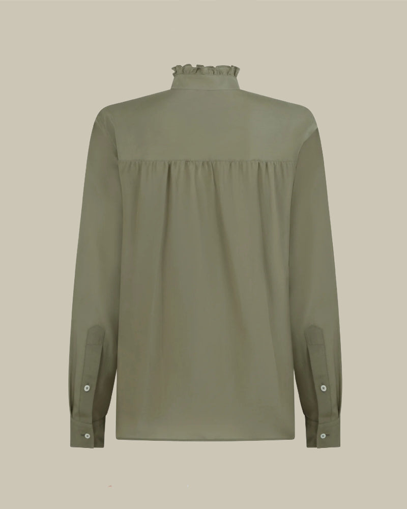 Sage Lace Stand Collar Shirt