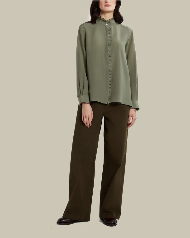 Sage Lace Stand Collar Shirt