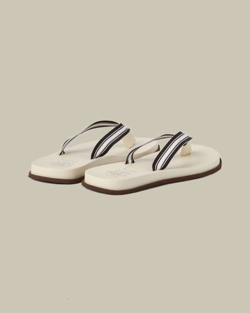 Cream Rubber Sole Pool Slides