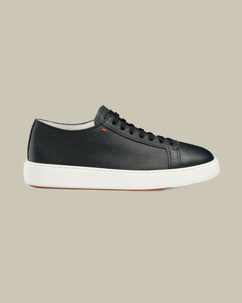 Black Tumbled Leather Sneaker
