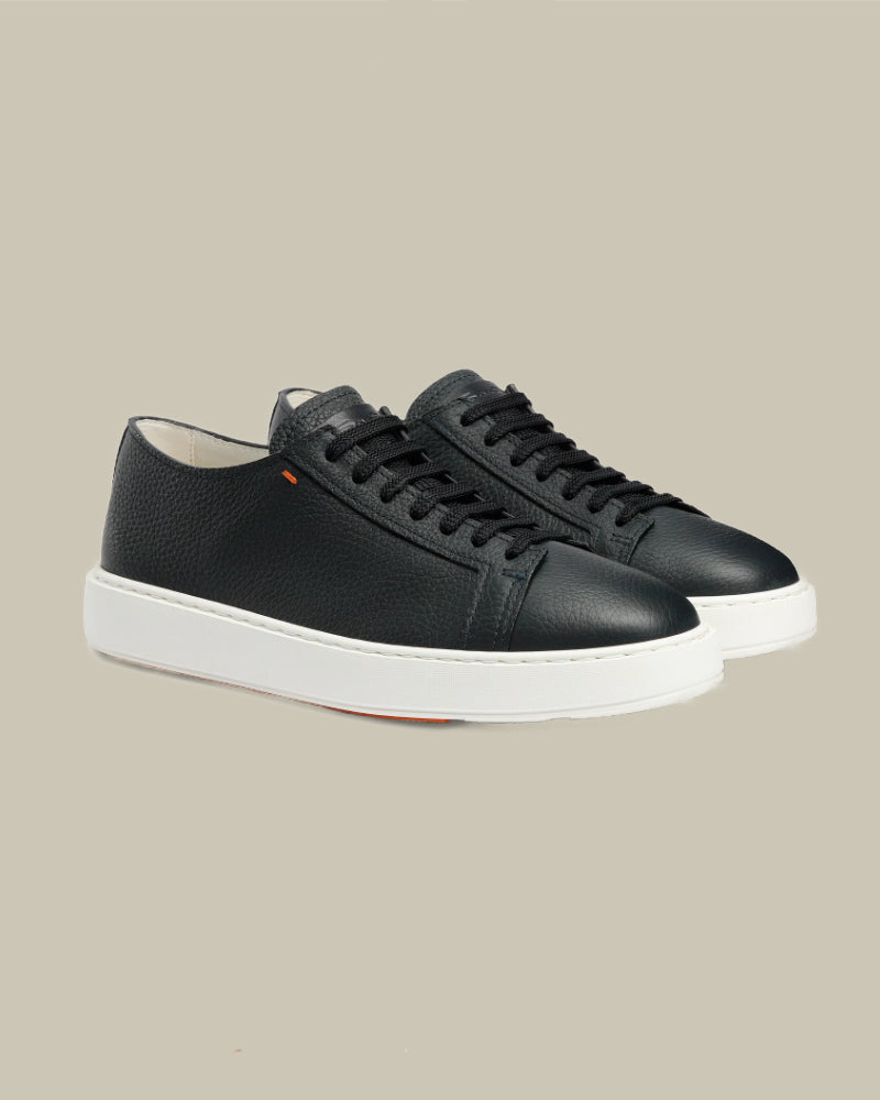 Black Tumbled Leather Sneaker