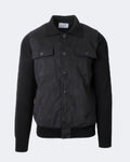 Black Cable Knit Alcantara Front Panel Jacket