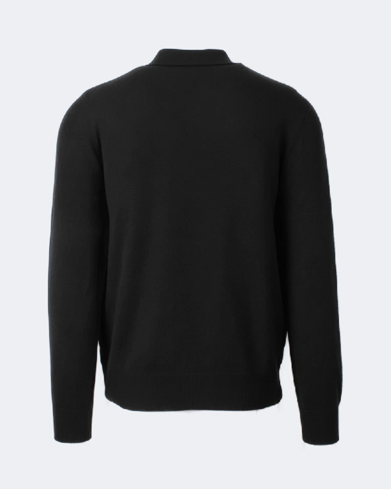 Black Cable Knit Alcantara Front Panel Jacket