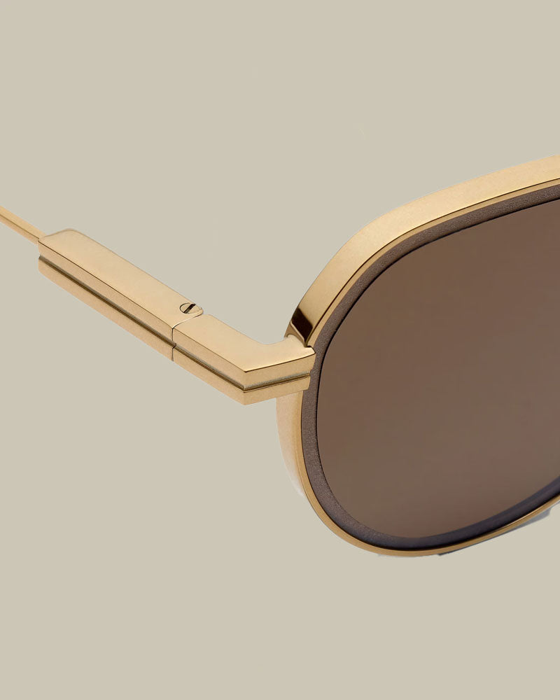 Brass Metal Rounded Sunglasses