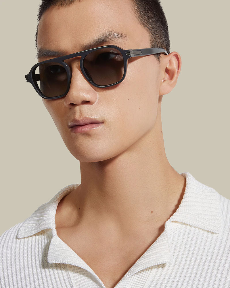 Acetate Bridgeless Sunglasses Asphalt