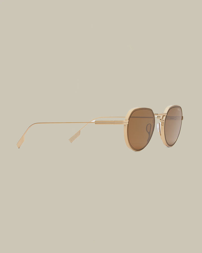 Brass Metal Rounded Sunglasses