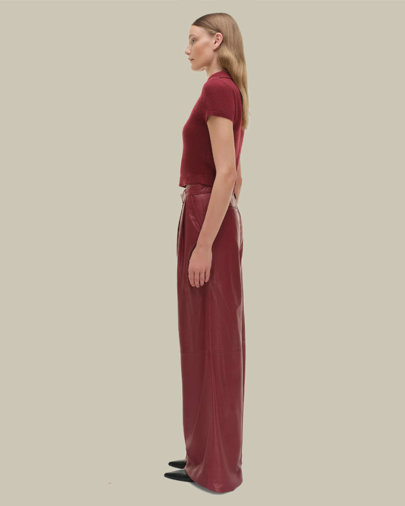 Kobie Cranberry Wide Leg Leather Pant