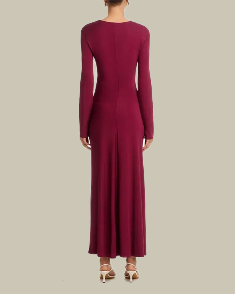 Simkhai Ferrera Cranberry Draped Jersey Midi Dress | MAISON 49 Simkhai Ferrera Cranberry Draped Jersey Midi Dress | MAISON 49