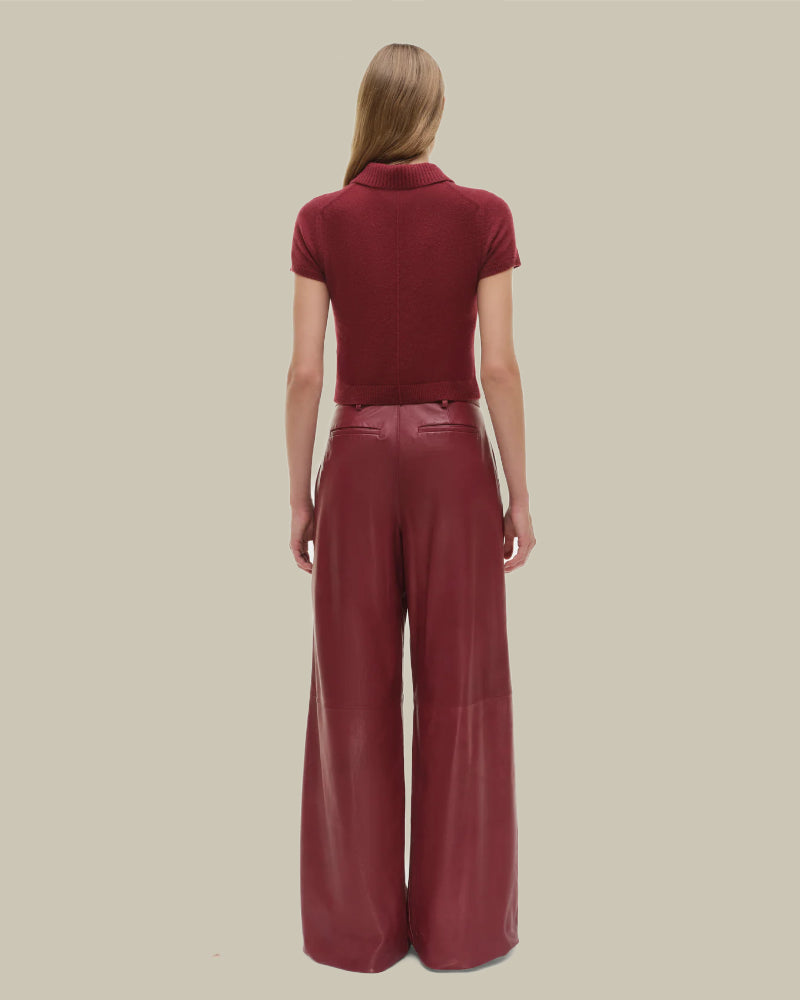 Kobie Cranberry Wide Leg Leather Pant
