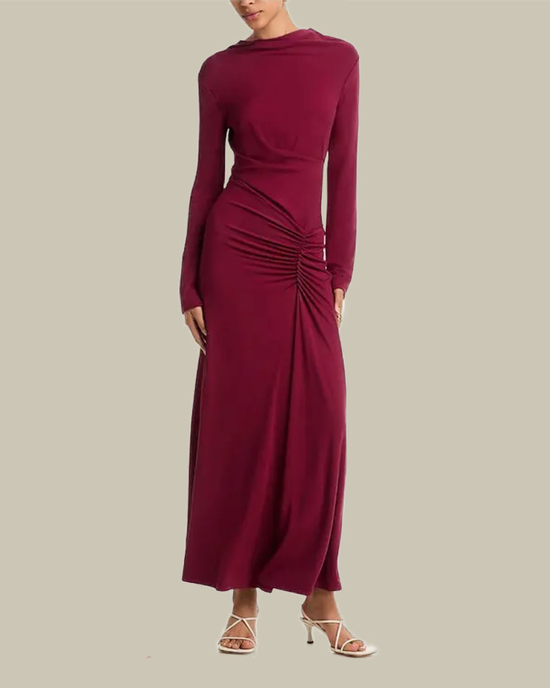 Ferrera Cranberry Draped Jersey Midi Dress