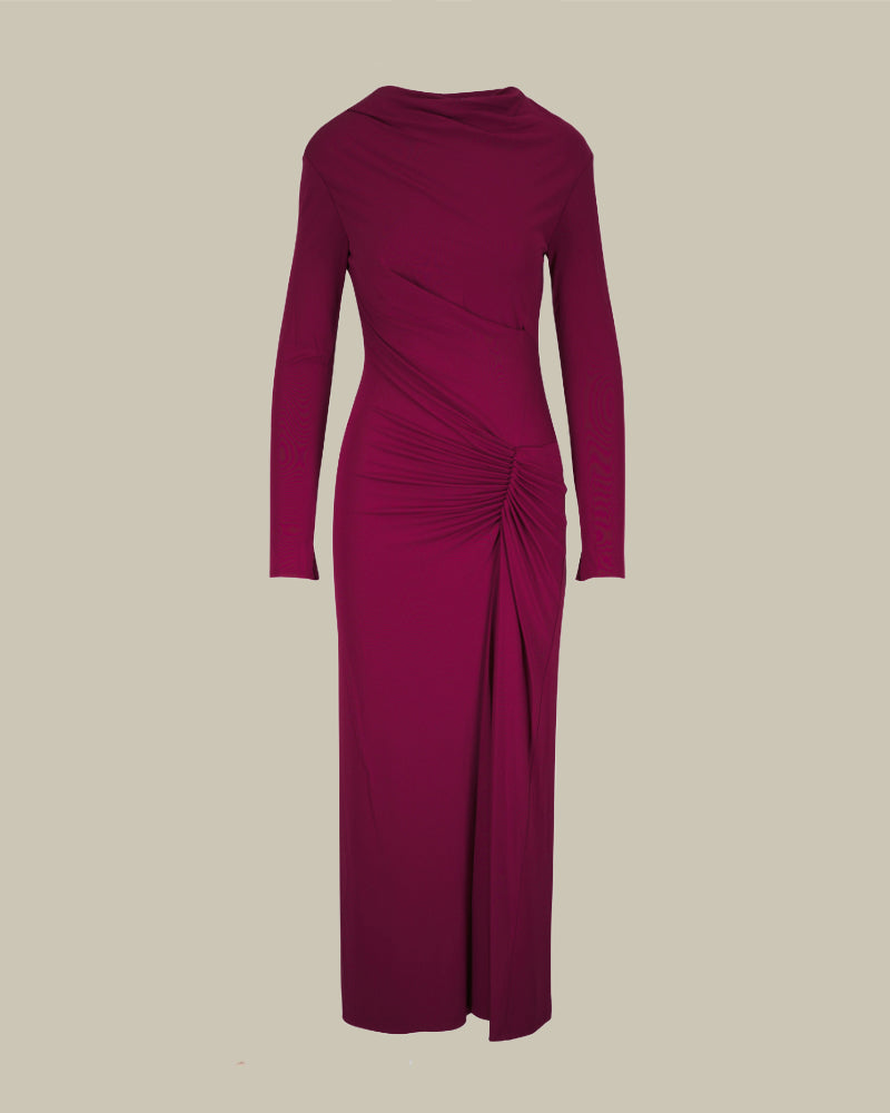 Ferrera Cranberry Draped Jersey Midi Dress