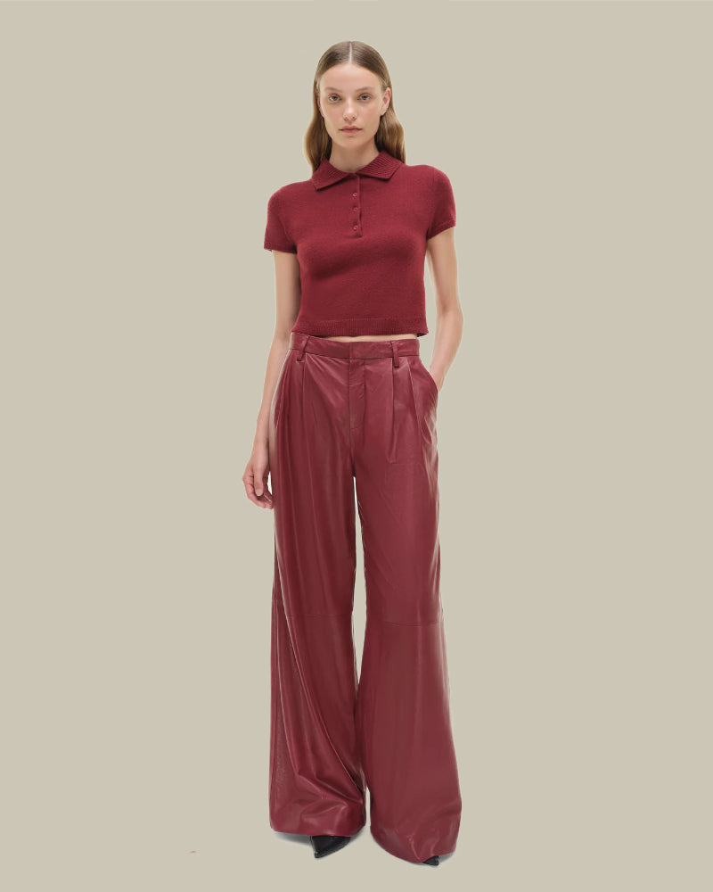 Twila Cashmere Polo Cranberry