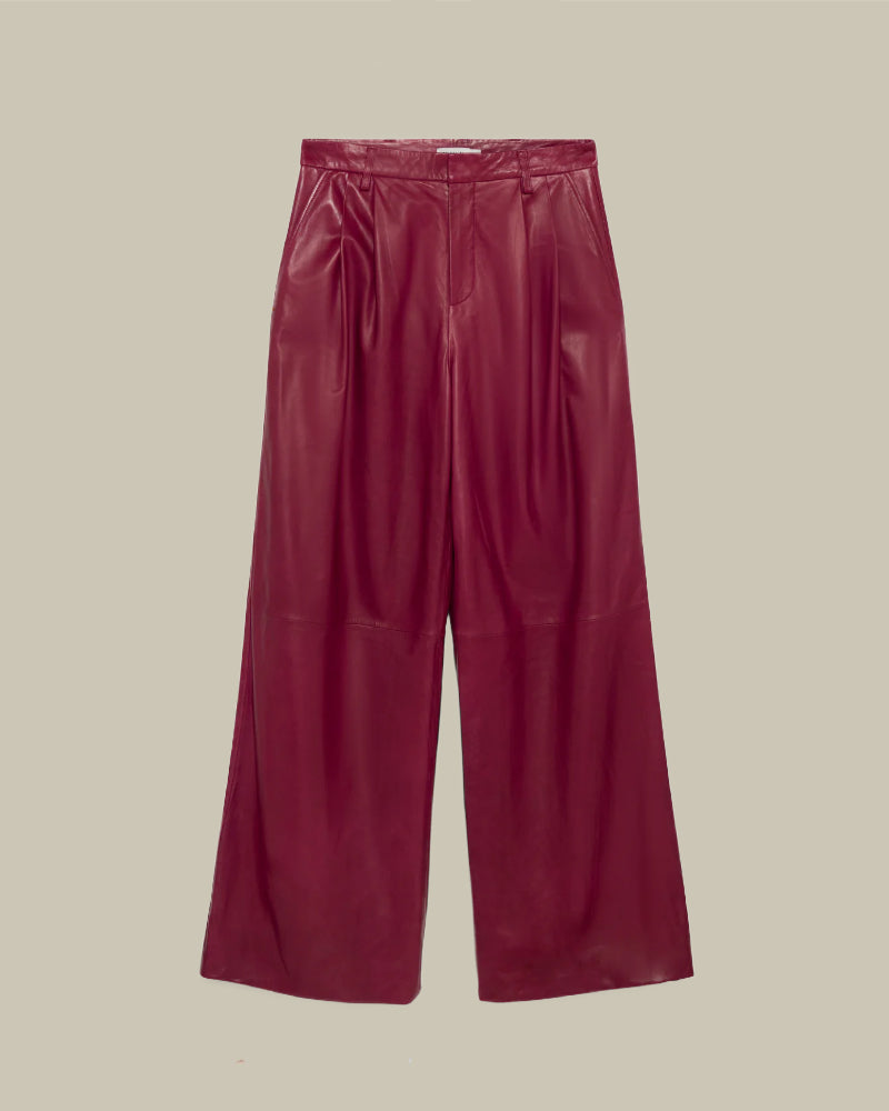 Kobie Cranberry Wide Leg Leather Pant