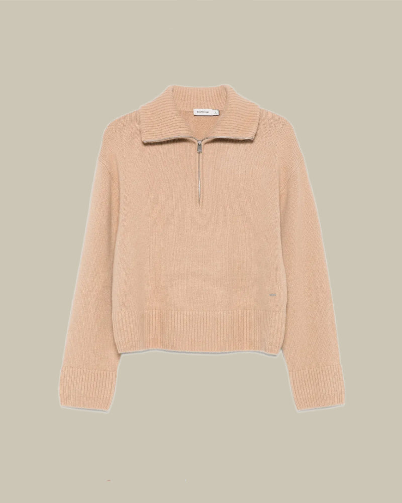 Andes Taupe Cashmere Half Zip Jumper