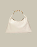 Twist Handle Leather Hobo Sand