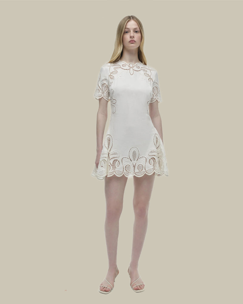 Simkhai Morrigan Linen Mini Dress Ivory | MAISON 49