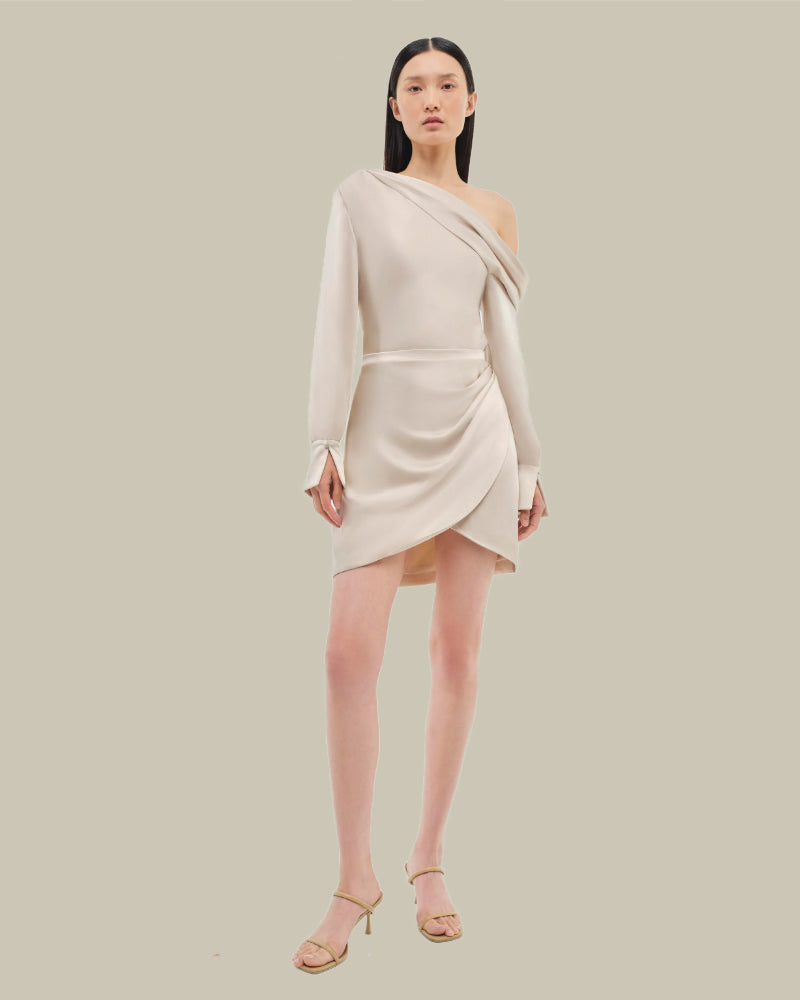 Cameron One Shoulder Mini Dress Champagne