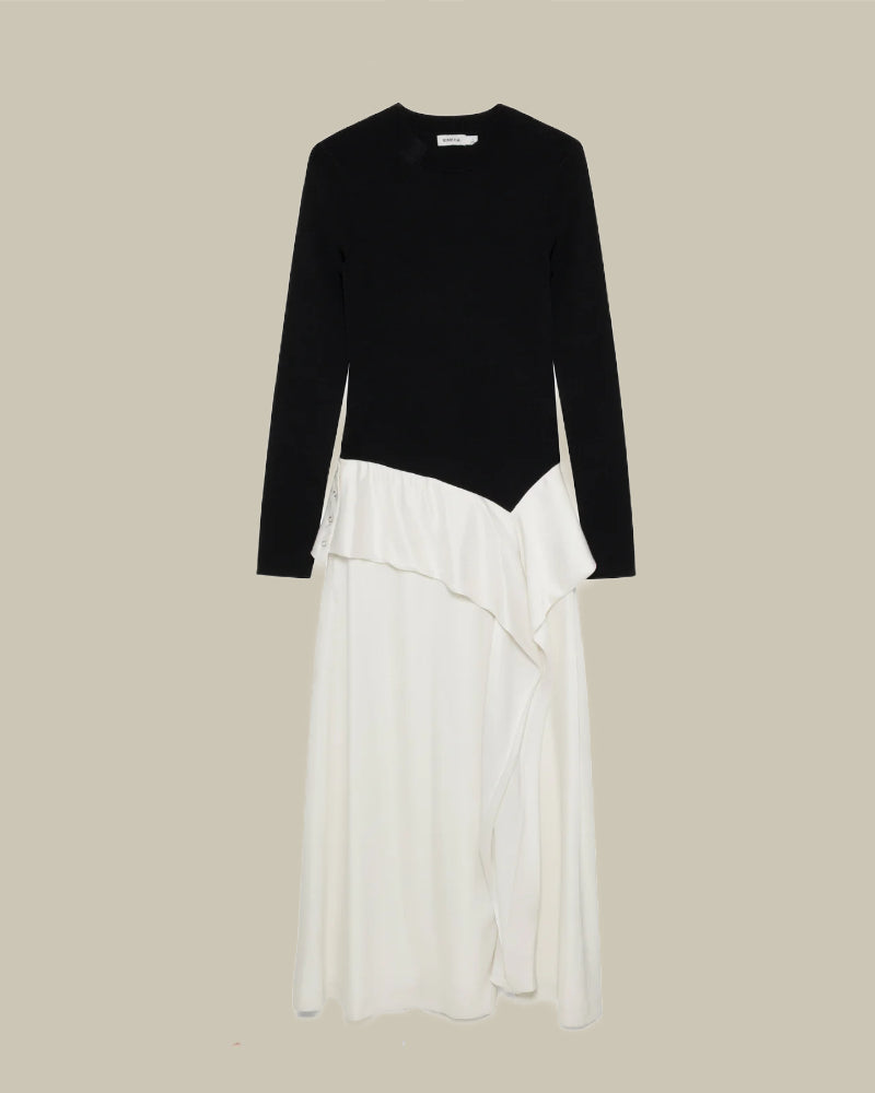 Ornella Knit Satin Midi Dress