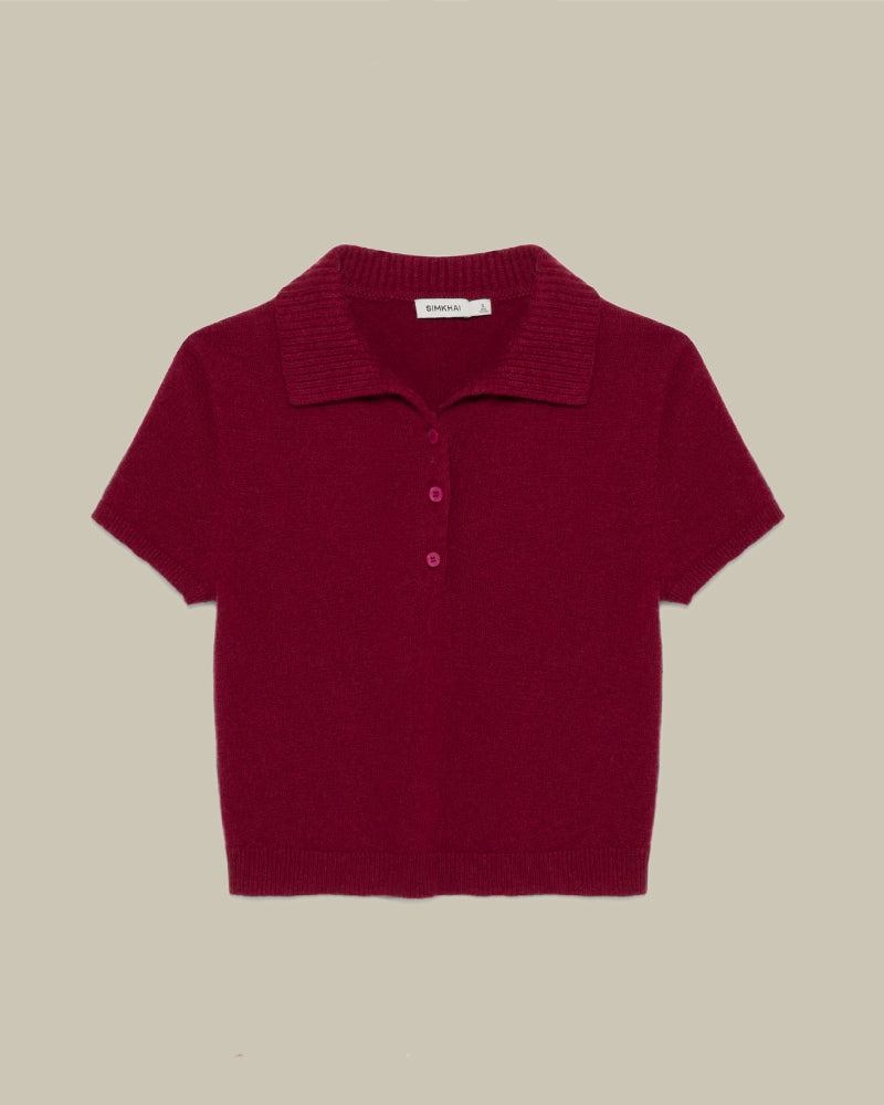 Twila Cashmere Polo Cranberry