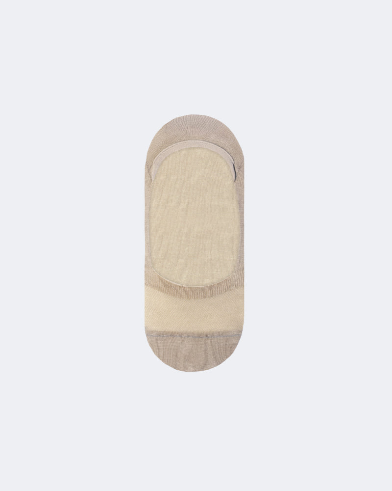 Beige Long Staple Cotton No Show Socks