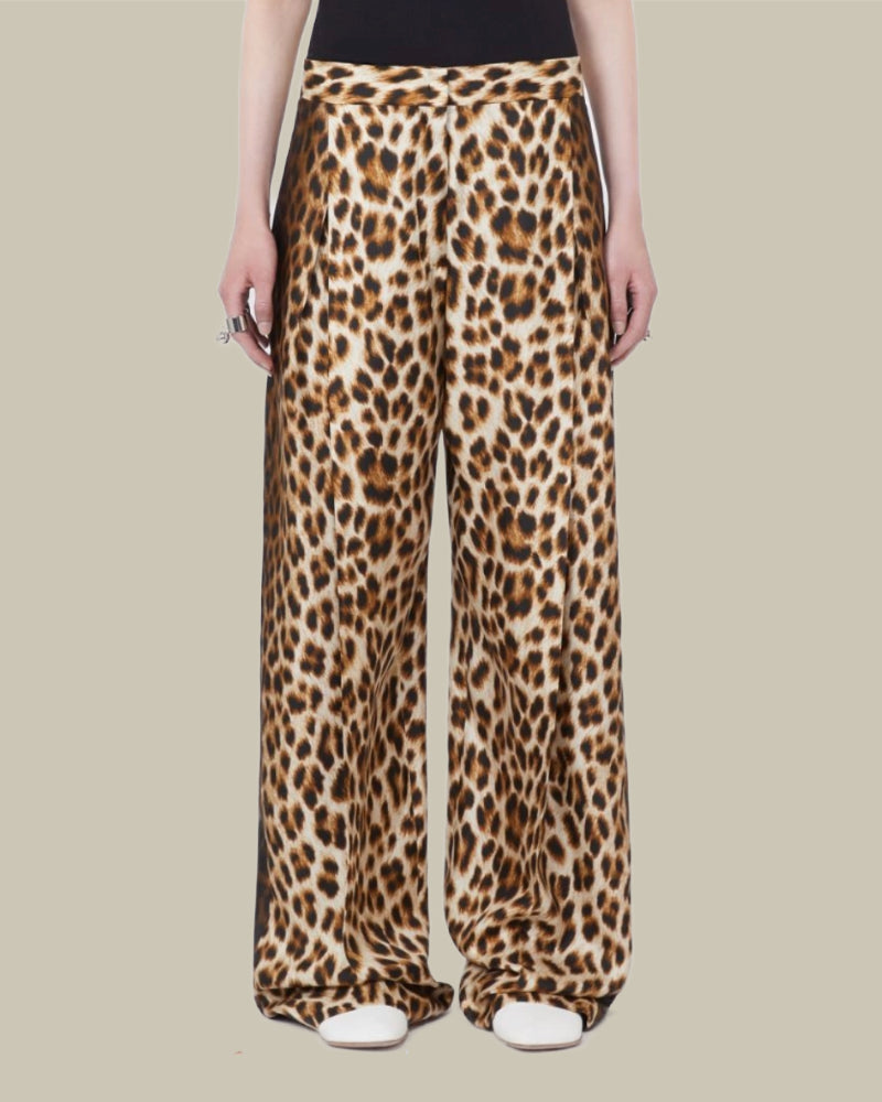 Leopard Print Pure Silk Trouser