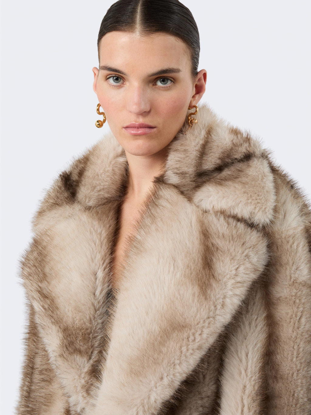 Short Furry Jersey Jacket Mud