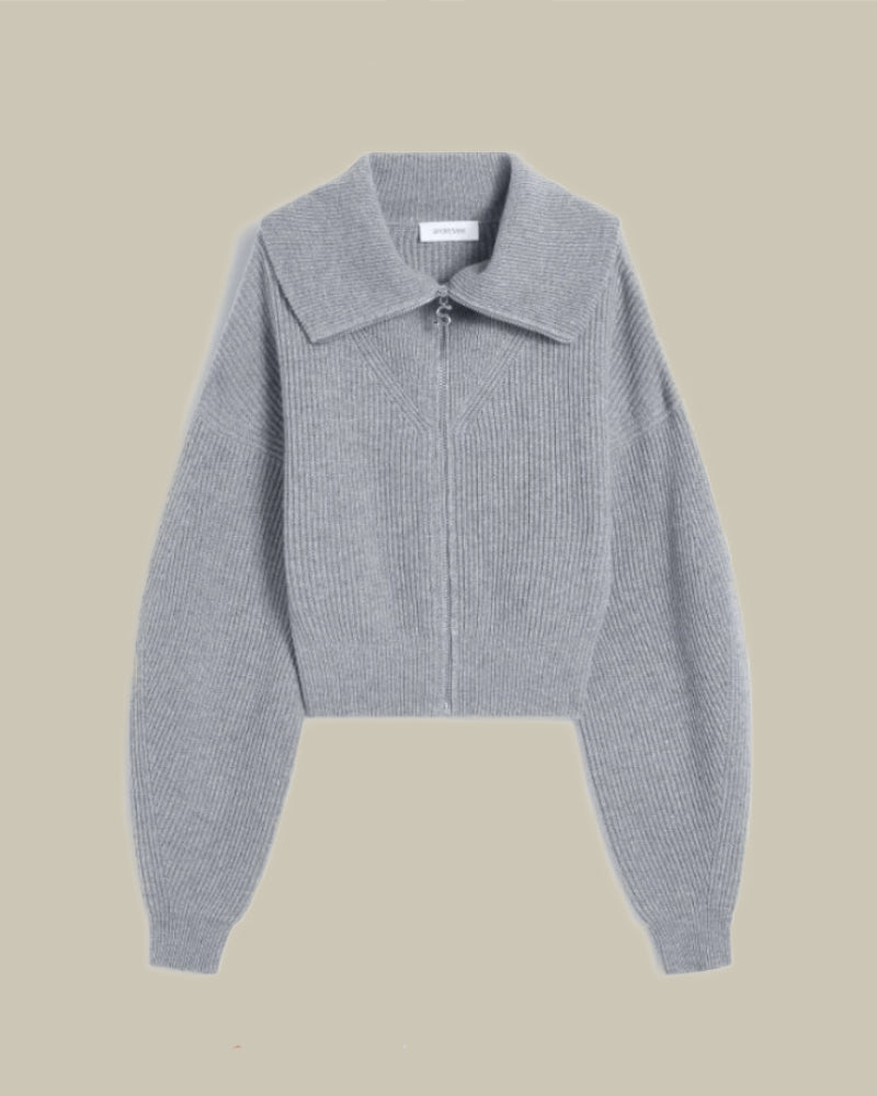 CALIPSO Grey Cable Knit Funnel Neck