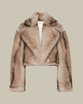 Short Furry Jersey Jacket Mud