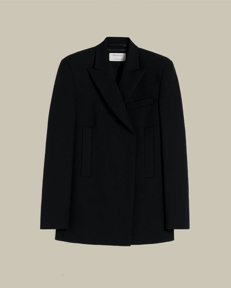 Esule Black Hidden Button Double Breasted Blazer