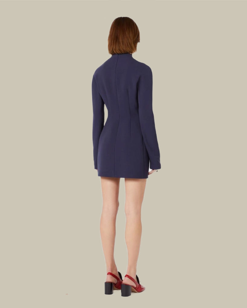 Tefrite Navy Short Contoured Gabardine Dress