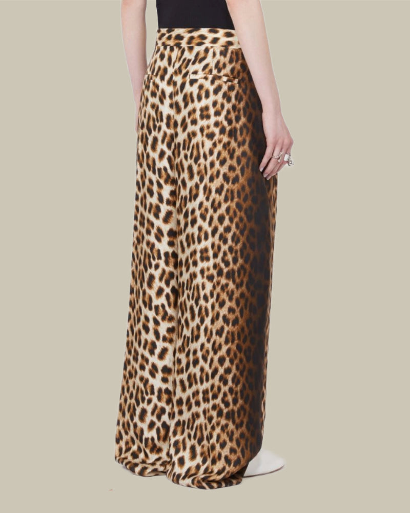 Leopard Print Pure Silk Trouser