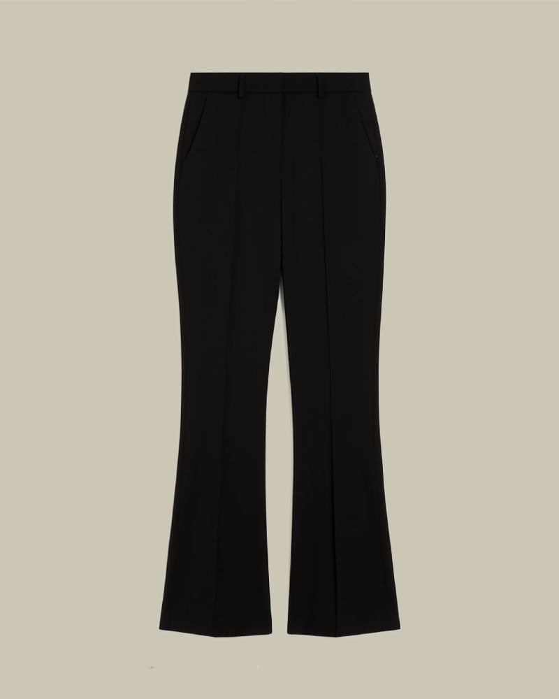 Febe Black Virgin Wool Flared Trouser