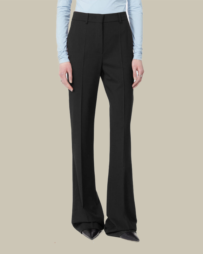 Febe Black Virgin Wool Flared Trouser