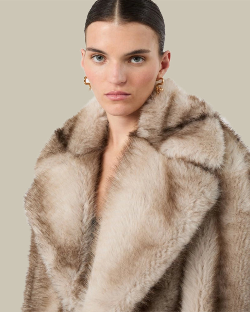 Short Furry Jersey Jacket Mud
