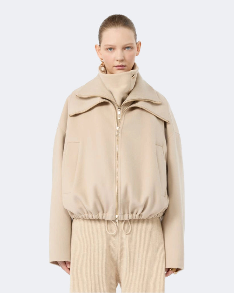 Pure Wool Bomber Jacket With Removable Bib