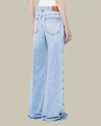 Five Pocket Stone Wash Flared Jeans