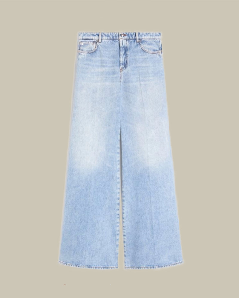 Five Pocket Stone Wash Flared Jeans