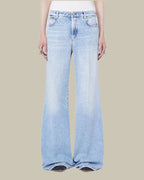 Five Pocket Stone Wash Flared Jeans