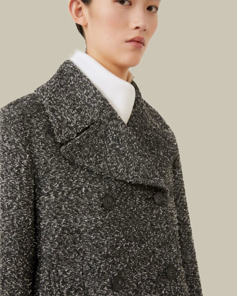 Olaf Black Donegal Wool Peacoat