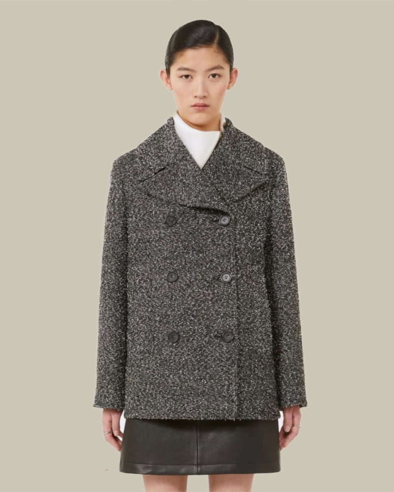 Olaf Black Donegal Wool Peacoat