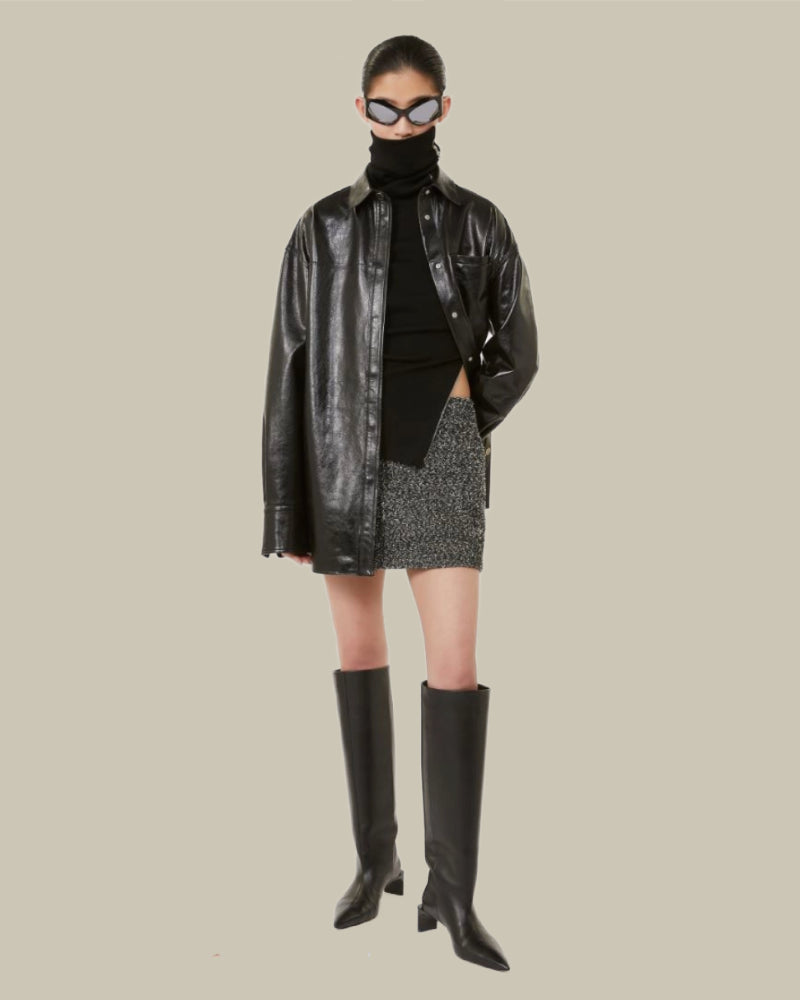 Anemone Black Donegal Wool Skirt