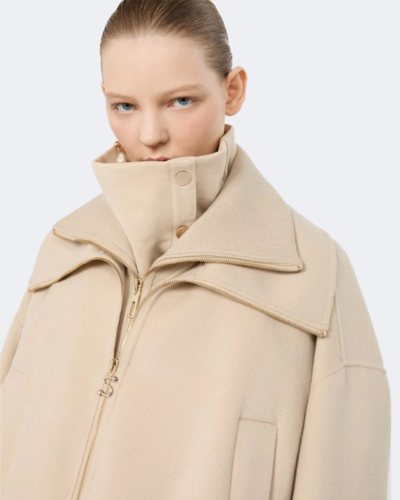 Pure Wool Bomber Jacket With Removable Bib