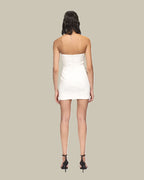 Crystal Fish Embroided Hip Patches Strapless Mini Dress