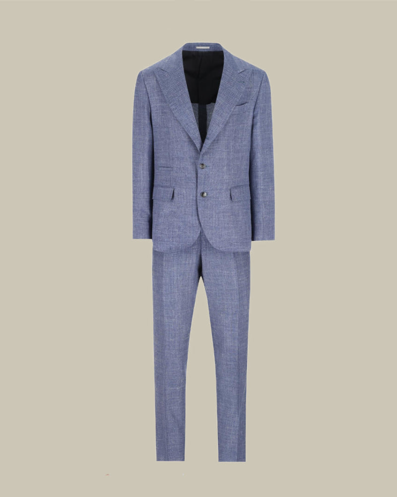 Light Blue Wool, Silk & Linen Blend Suit