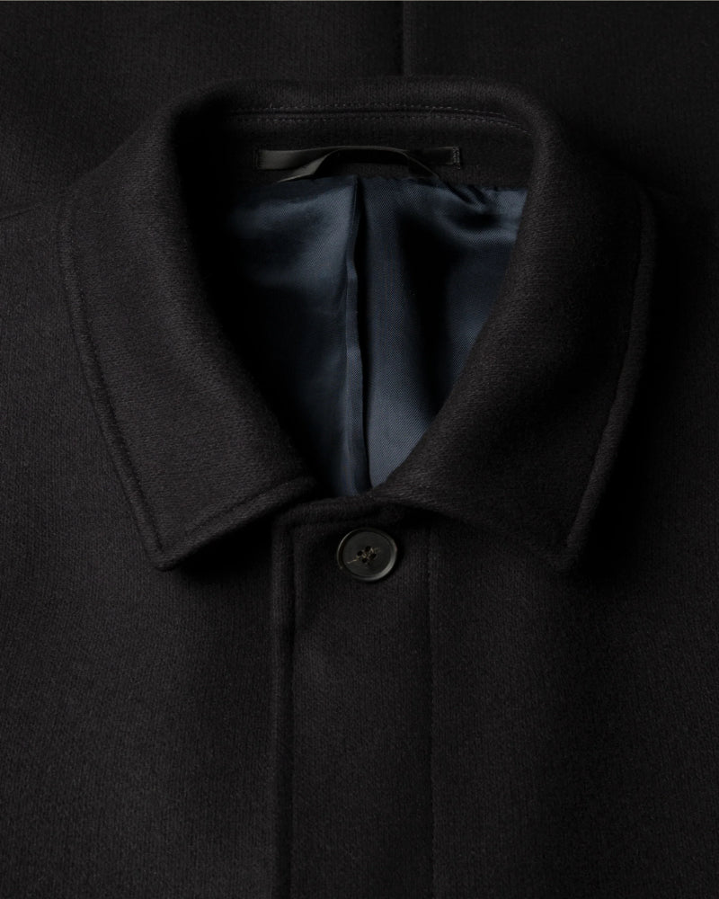 Navy Boiled Wool Jersey Car Coat