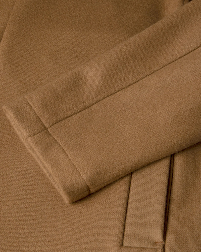 Beige Boiled Wool Jersey Car Coat